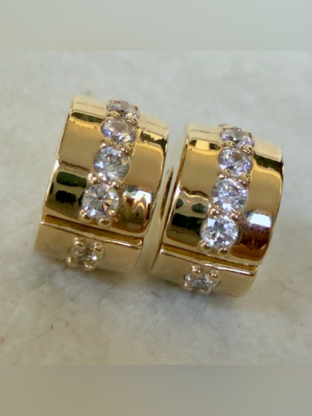 Authentic Pandora Moments 14K Gold Sparkling Row Clips Charms ❗️PAIR❗️